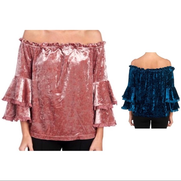 Velvet Ruffle Top - Picture 2 of 7